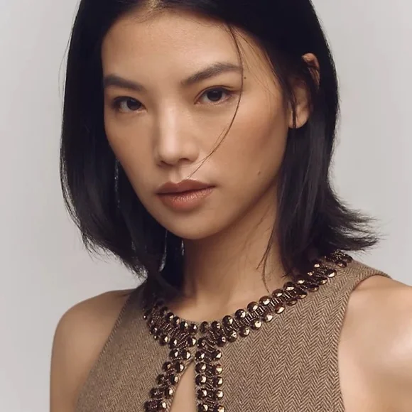 NWT By Anthropologie Beaded Keyhole Sleeveless Mini Dress Sz L - Picture 3 of 15